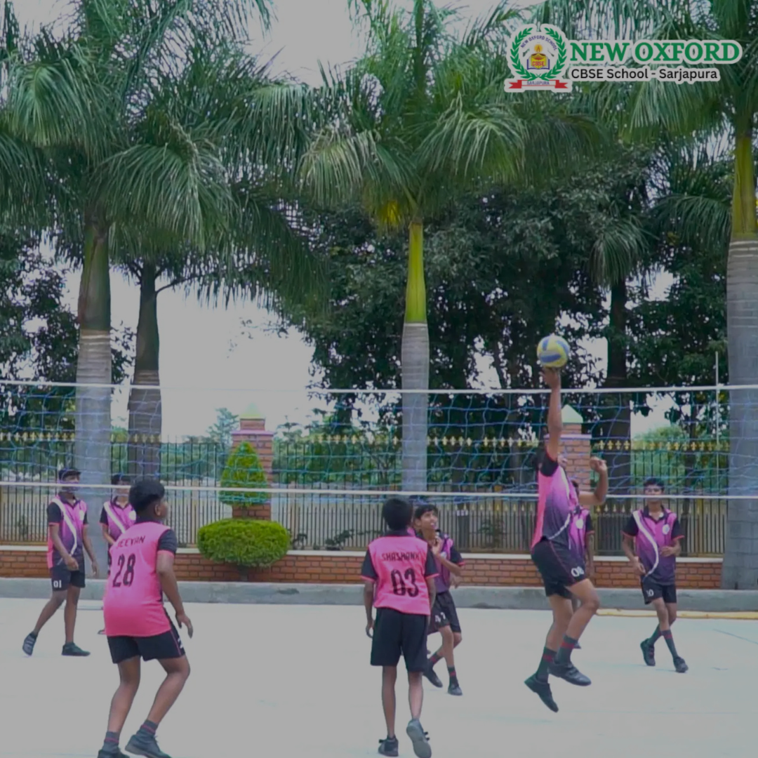 Students playing volleyball